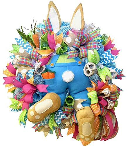 GIMOCOOL Ghirlanda di Coniglio Pasquale, Culo di Coniglio di Pasqua Ladro con Ghirlanda di Orecchie, Decorazione della Ghirlanda del Coniglietto di Pasqua, Decorazioni della Porta dingresso