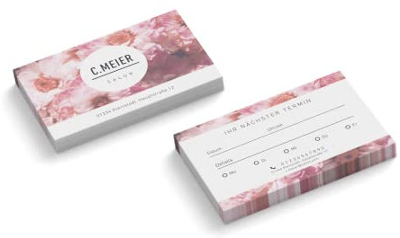 Terminkarten personalisiert | Design Salon | 2-seitig | Querformat | Menge wählbar | Terminzettel | nächster Termin | Nagelstudio | Fußpflege | Wellness | Kosmetik | Blumen (100 Stück)