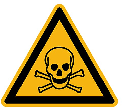 Aufkleber Gefahr Warnung NF ISO 7010 - Selbstklebende Plastifizierte Dreiecksplatte Wasser- und UV-beständig - Giftige Materialien - 20x20 cm