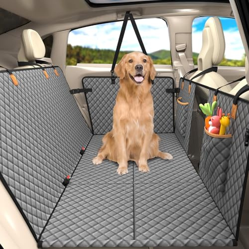 Lekereise Hunde-Autositzbezug für den Rücksitz, Harte Unterseite, Hundehängematte für Auto, Camping, Luftmatratze, Hängematte, Reisebett für Auto, SUV, LKW (Grau)