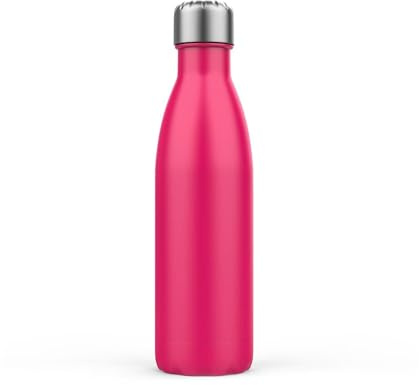 Plinrax Stainless Steel Bottle 500ML, Vacuum Insulated Water Bottle, Double Wall Drinks Bottle Keep 24 Hours Cold & 18 Hours Hot for Outdoor Sports, Fitness, Hiking, Camping, School, Office (Pink)