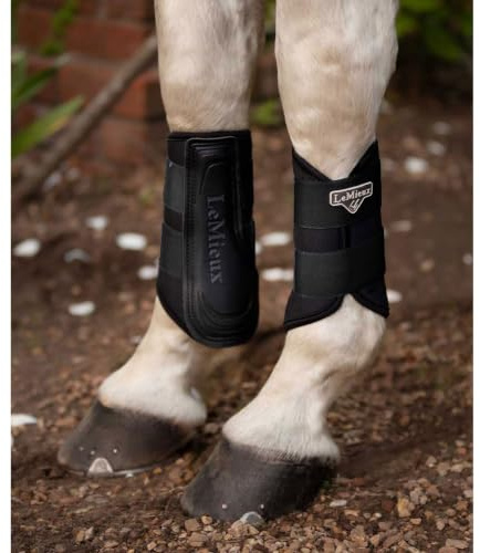 LeMieux Grafter Brushing Boots - Pair - Durable and Breathable - Fits Front or Back - Black - Small