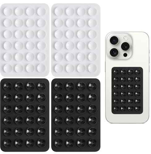 4 Ventosa para Movil, Soportes de Ventosa para Teléfono Móvil, Ventosa de Silicona para Coche, Ventosa para Banco de Energía, Ventosa Movil, para Vídeos Selfie de Teléfonos Móviles (Negro,Blanco)