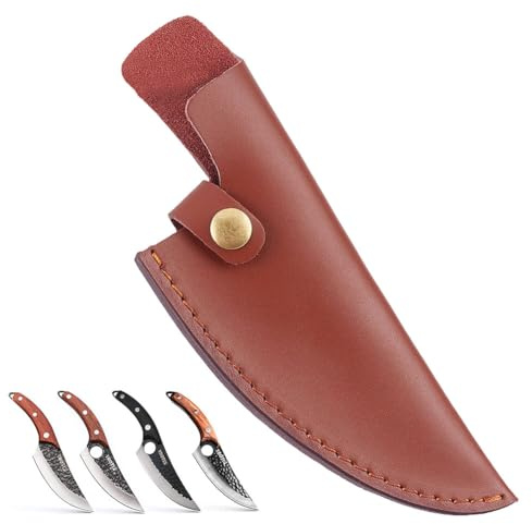 NICENEEDED Leather Knife Sheath Pouch Brown, 6 Inch Knives Edge Guards Sleeve with Belt Loop, Handmade Cowhide Sheaths Protector Kitchen Knife Holder for Camping Outdoor Activity
