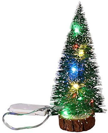 Mini Christmas Tree, Dolls' House Accessories - Miniature Xmas Artificial Table Top Tree With Light, 25cm