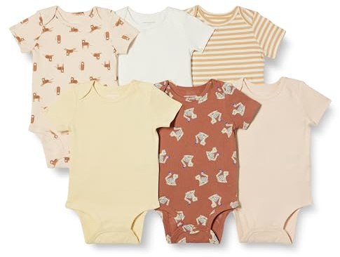 Amazon Essentials Unisex Baby Kurzärmelige Bodys, 6er-Pack, Mehrfarbig/Tiger, 24 Monate