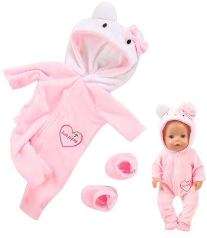 SNONESIY Puppenkleidung für 35-43 cm New Born Baby Cartoon Katze Kleidung Outfits Mädchen-Geburtstagsgeschenk-Puppenkleider 18 inch Rosa