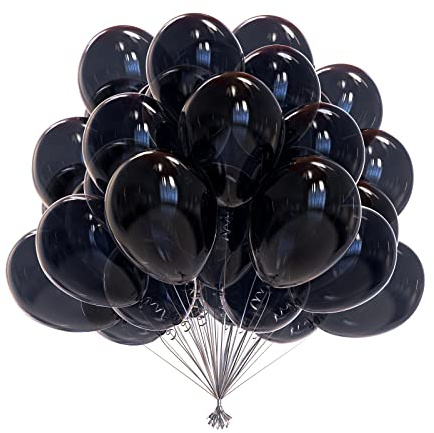 Luftballons Schwarz 50 Stück,10 Zoll/25cm Schwarze Luftballons,Luftballons Geburtstag,Schwarze ballons für Geburtstagsdeko,Hochzeitsdeko,Halloween Dekorationen