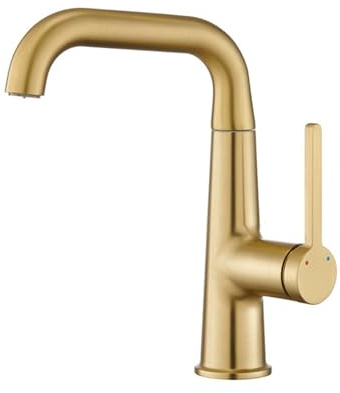 Bad Armatur Waschbecken Ausziehbar 360° Drehbar 2 Modi Einhebelmischer Bad mit 1/2'' Schlauch,gebürstetes Gold
