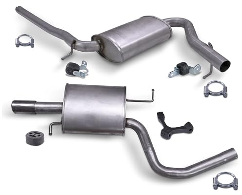 ATEC Schalldämpfer Set inkl. Endschalldämpfer + Mittelschalldämpfer + Montagematerial Kompatibel mit AUDI A4 B6 (8E2), A4 B6 Avant (8E5), A4 B7 (8EC), A4 B7 Avant (8ED)