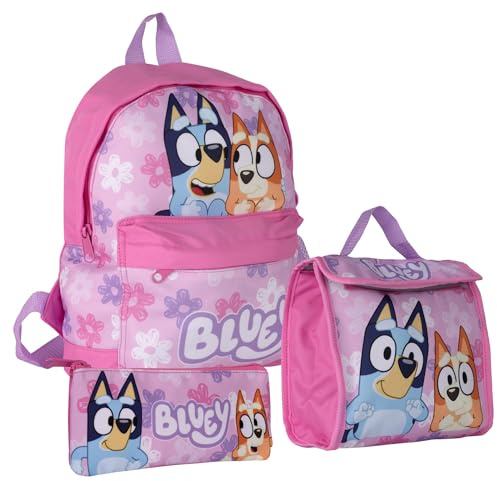 Bluey & Bingo Kids Backpack, Lunch Bag & Pencil Case, Pink