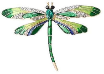 Brosche, Schmuck, Insekten, Libelle, Grün, aus Edelstahl.