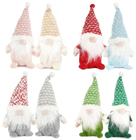 Anstore Wichtel Deko, 20cm Weihnachtswichtel Figuren Anhänger, 8er Set Weihnachtsgnome Weihnachtsschmuck Elfen Schwedische Weihnachtsdeko Handgefertigte Weihnachtszwerg Puppe Weihnachtsdekoration