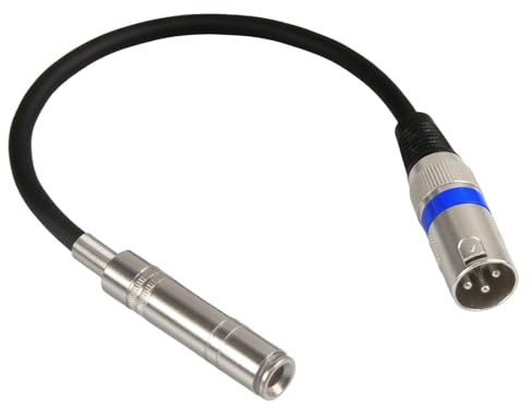 BosuLai Cable XLR Macho a Jack, 30cm TRS Adaptador Audio XLR Cable Macho a Jack 6.35 Hembra, para Micrófono, Altavoz, Amplificador, Equipo de Sonido, Grabador de Estudio