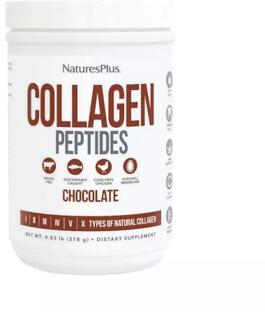 Nature´s Plus Collagen Peptides Chocolate | 378g | Colageno Marino Hidrolizado Puro | Peptidos de Collageno | Péptidos de Colágeno para Articulaciones | Multi Hydrolyzed | En Polvo | Sabor Chocolate
