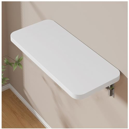 Tavolo da Lavoro Pieghevole A Parete,Tavolo Muro Richiudibile Salvaspazio Versatile,Tavolino Porta Pc da Parete in Legno per Soggiorno, Cucina E Studio,Bianca,80X20cm