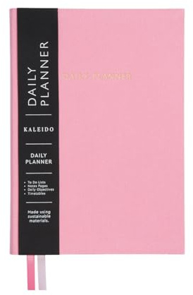 Undatierter Tagesplaner-Notizbuch, To-Do-Listen, Stundenplan, Notizseiten, A5, Rosa