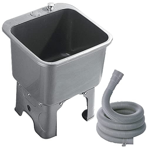 JKJZSALJ Mop Sink Floor Mount Wash Station, Portable Bathroom/Warehouse/Kitchen Sink Mop Service Basin With Drain Button, Commercial Utility Sink Laundry Tub Heavy Duty Slop Sink,Grey