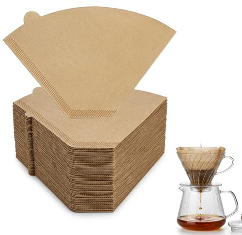 V60 Coffee Filters 02, 200 Count Unbleached Natural Brown Cone Paper Filters, Disposable Coffee Filters for Pour Over Dripper, Compatible with Most Manual Coffee Makers, for Home Office & Travel