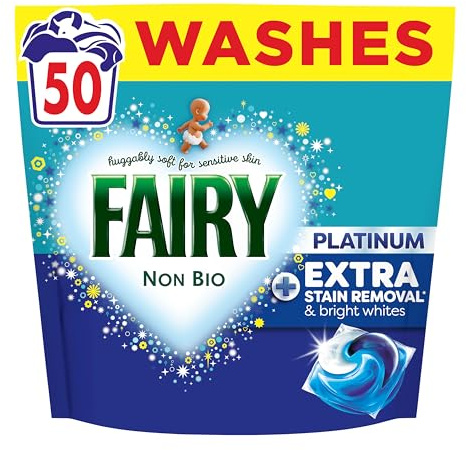 Fairy Non Bio Platinum Washing Liquid Pods, Voted No1 For Sensitive Skin 50 Washes