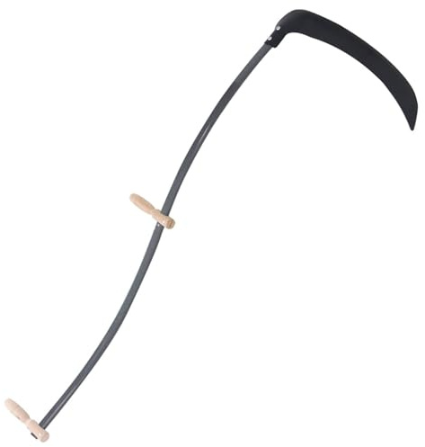 Gecheer Falce da giardinaggio con mola, lama in acciaio 145cm, manico in legno, per taglio erba e erbacce, perfetta per orti, frutteti e giardini