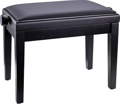 K&M Klavierbank 13923 - Verstellbare Klavierbank aus Holz mit Kunstleder-Sitz - Schwarz Matt