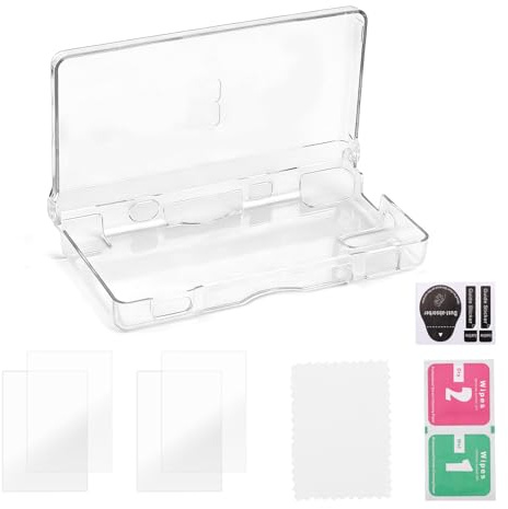 Custodia Rigida Trasparente per DS Lite NDSL, Custodia Cristallina di Alta Qualità con Pellicole Protettive e Kit Pulizia Pratici Accessori di Ricambio per la Cover Protettiva