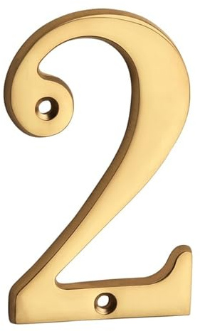 4 Inch Gold House Number Modern Metal Brass Mailbox Numbers with Screw, for Outside Plaque Home Apartment Street Door Plate Outdoor Garden Room Yard Office Exterior Front Address Hotel(2)