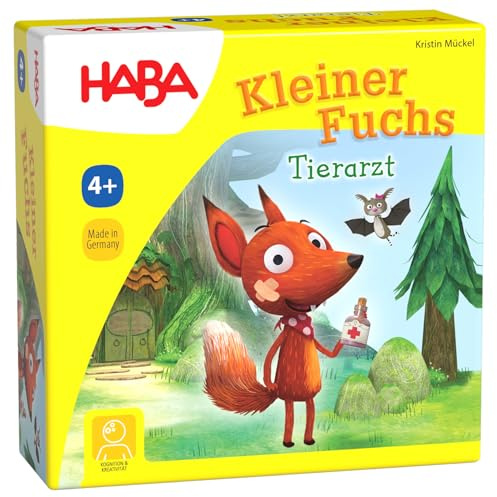HABA Kleiner Fuchs Tierarzt – Würfelspiel für Kinder ab 4 Jahren – Spielerisch Tiere heilen mit Medikamenten & Würfeln – Fördert Empathie, 2–4 Spieler – 1302797001