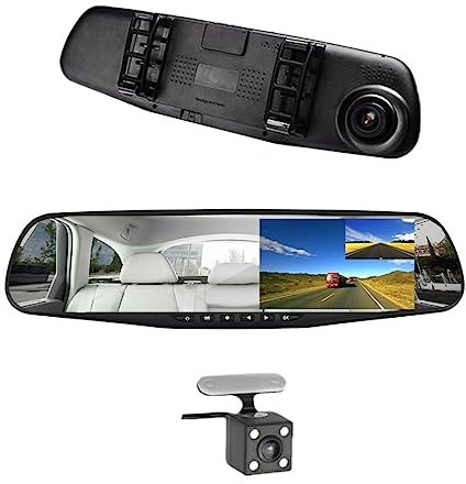 Bil DVR backspegel videoinspelare 10,9 cm bilkamera dubbellins kamnatt