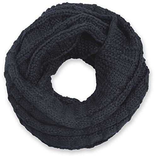 styleBREAKER Unisex Strick Loop Schal kariert, Uni Feinstrick Schlauchschal, Winter Strickschal 01018154, Farbe:Midnight-Blue/Dunkelblau