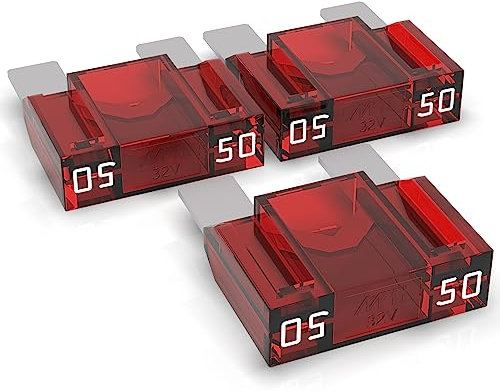 AUPROTEC Fusibles à lames Maxi 20A - 80A fusible enfichable d'automobile choix: 50A ampères, rouge, 3 pièces