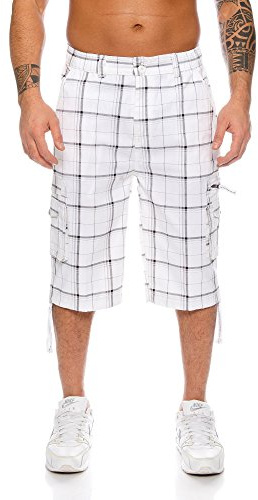 Kendindza Herren Shorts Hose Bermuda Cargo-Shorts 3/4 Sommerhose Capri-Hose Dreiviertel Männer Sommer Herrenshorts kurz Knielang Cargohose Herrenhose Bermudashorts (Weiß | 330, M, m)