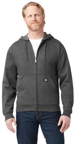 Dickies Mens Full Zip Hoodie Fleece Jacket, Dark Heather, X-Large US