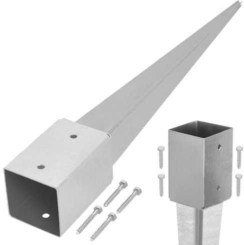 KOTARBAU® Support de Poteau a Enfoncer 91 x 91 mm Longueur 750 mm Pied de Poteau Galvanisé à chaud Ancre a Enfoncer pour Poteau Fixation Poteau Bois Support Poteau Bois à Enfoncer