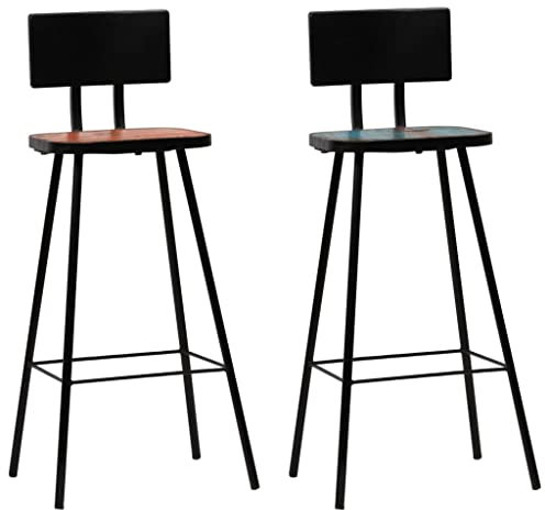 vidaXL 2/4 x Barstühle aus massivem Altholz, Esszimmerstuhl-Set, Outdoor-Hocker