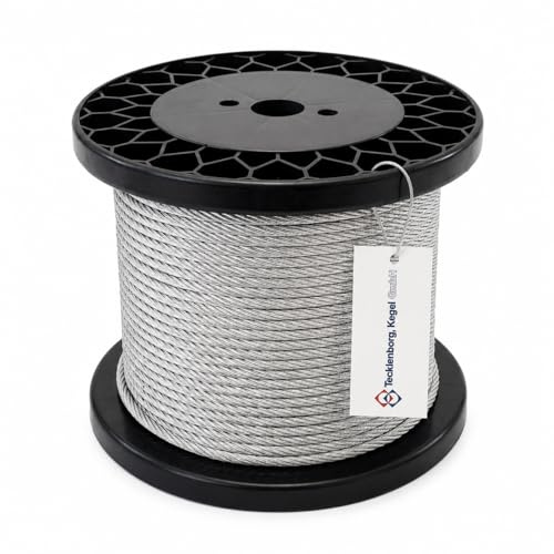 Edelstahlseil 3mm Ø | 100m Nutzlänge | V4A | Drahtseil 7x7 | mittelweich | AISI 316 | rostfrei | mittlere Dehnung - Tecklenborg, Kegel GmbH