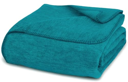 Glart Uni-Kuscheldecke in Petrol, 130x170 cm für Sofa & Couch, als Wohndecke, Tagesdecke oder Sofaüberwurf, extra flauschig & warm