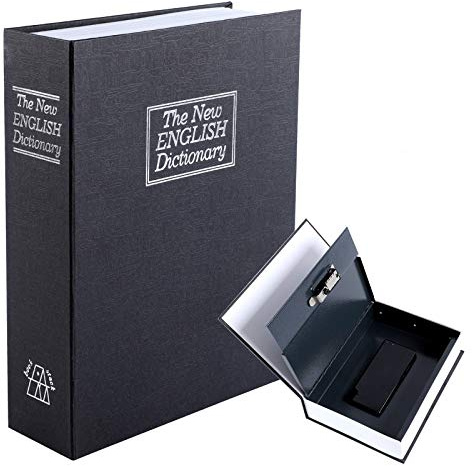 KYODOLED 10.5 Inch Diversion Book Safe with Combination Lock, Secret Safe Metal Lock Box,Money Storage Collection Box,10.5 x 7.8 x 2.6 Black Extra Large