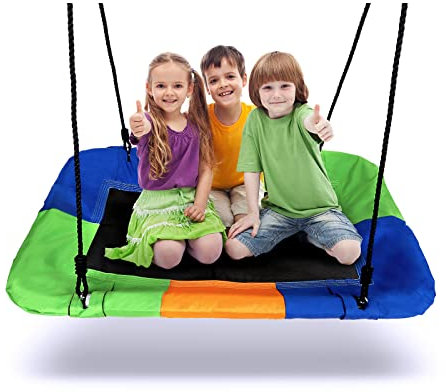 Dripex Nestschaukel Kinder Schaukel 115 cm x 75 cm rechteckig Kinderschaukel bis 100 KG Höhenverstellbare Hängeschaukel Metallrahmen Wasserdicht Outdoor Indoor für Kinder Erwachsene