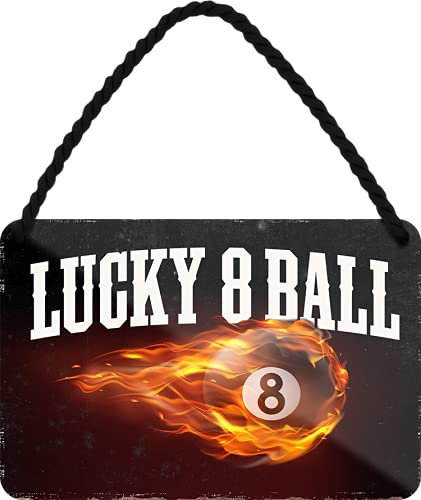 schilderkreis24 – Blechschild Lustiger Pool Spruch “Lucky 8 Ball“ Deko Billard Garage Metallschild Kneipe Theke Bar Pub Vintage Retro Geschenkidee Geburtstag Weihnachten 18x12 cm