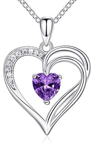 925 Sterling Silber Kette Herz Halskette Damen Geburtsstein Halskette für Frauen Doppelherz Kette Silber Schmuck Damen Geschenke für Frauen Mama Freundin
