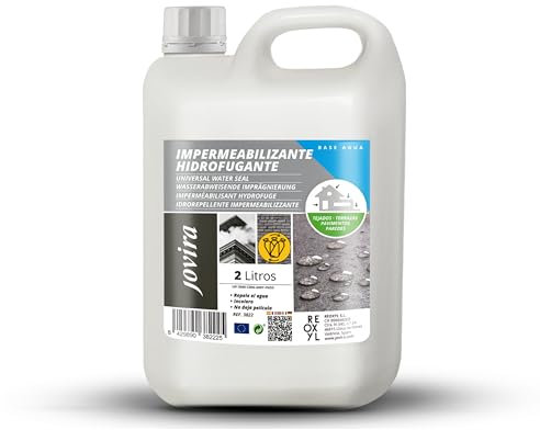 JOVIRA PINTURAS Impermeabilizzante Idrorepellente. Protezione idrorepellente totale per facciate, tetti, terrazze, marciapiedi, pareti, etc. (2 Litri, Impermeabilizzante). D-32