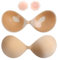 VFanxi Push up Soutien-Gorge en Silicone Adhésif Invisible Soutien-Gorge Collant Dos Nu Réutilisable Soutien-Gorge sans Bretelles pour Femmes Cadeau, Beige, E
