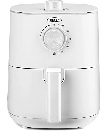 BELLA 2.7 L Manual Air Fryer Oven and 5-in-1 Multicooker with Removable Nonstick and Dishwasher Safe Crisping Tray and Basket, 1400 Watt Heating System, Matte White
