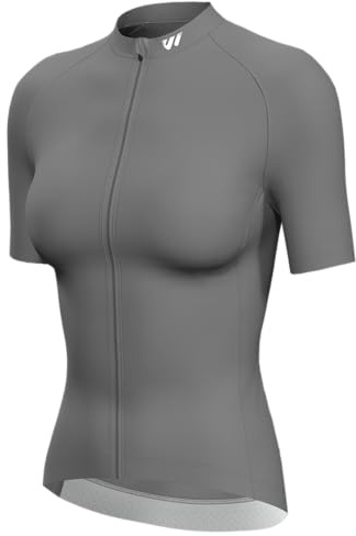Lo.gas Radtrikot Damen Kurzarm,Fahrradtrikot Rennrad Trikot Atmungsaktiv Frauen Fahrrad Shirt Sommer Fahrradjacke Radfahren Top Mit 3 Taschen XS Grau