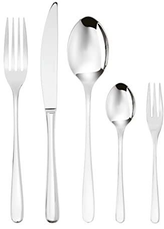 Sambonet Taste 52553-G6 - Edelstahlgeschirrset 18/10, für 12 Personen, 30-teilig: 6 Gabeln, 6 Löffel, 6 Messer, 6 Teelöffel, 6 Dessertgabeln, Spülmaschinenfest, Stahl