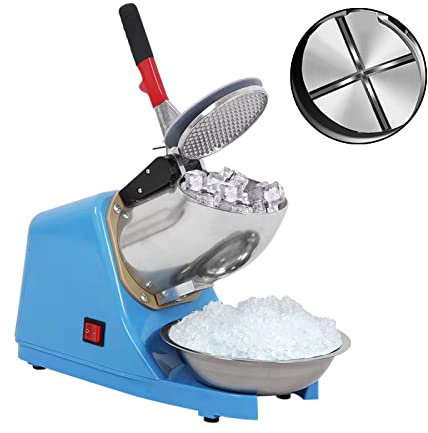 Carivia 110V Electric Ice Shaver Crusher,Portable Stainless Steel 4 Blades Ice Shaved Machine,300W 2200RPM Snow Cone Maker Shaved Ice Maker with Ice Plate,220lbs/hr for Home and Commercial Use