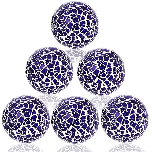 Kesywale 6PCS Decorative Balls Set 2.4 Inches/ 6cm Small Mosaic Spheres Glass Orbs Decorative Balls for Centerpiece Bowls Vases Fillers Dining Coffee Table Wedding Party Decor (Purple)