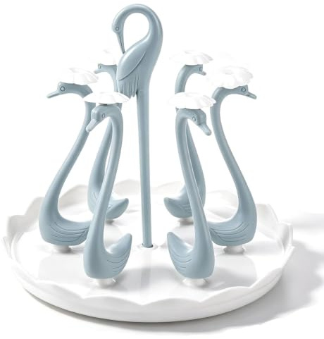 Bottle Drying Rack, Rotatable Swan Cup Holder Drinking Glass Organizer | Drying Drain Holder Drying Rack Glass Holder for Kitchen Mug Stand Coffee Mug Holder for Counter for 6 Cups or Mugs
